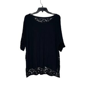 Nally‎ & Millie Blouse Top One Size Black With Lace Back Stretch Womens